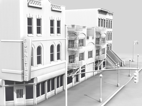 city block obj - Main Street by Dave777